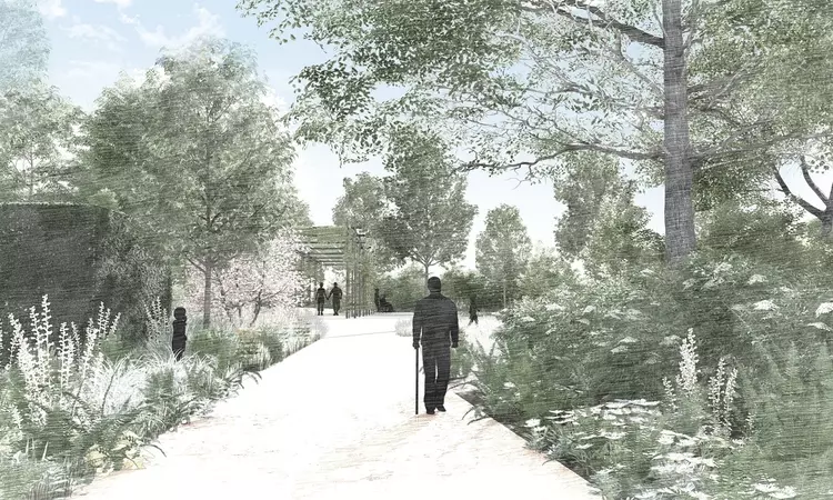 Concept art of the entrance to the new garden